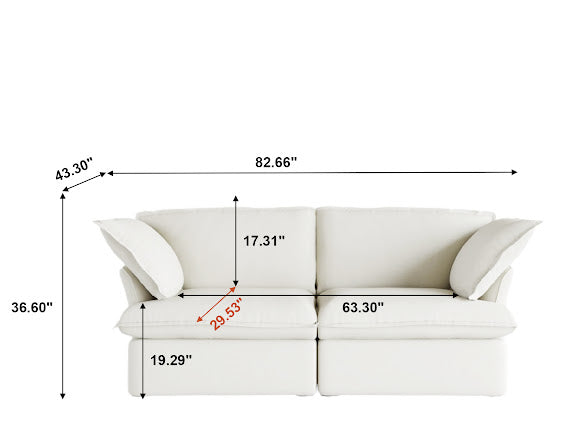 Anora Modular Classic Cloud Sofa - Loveseat