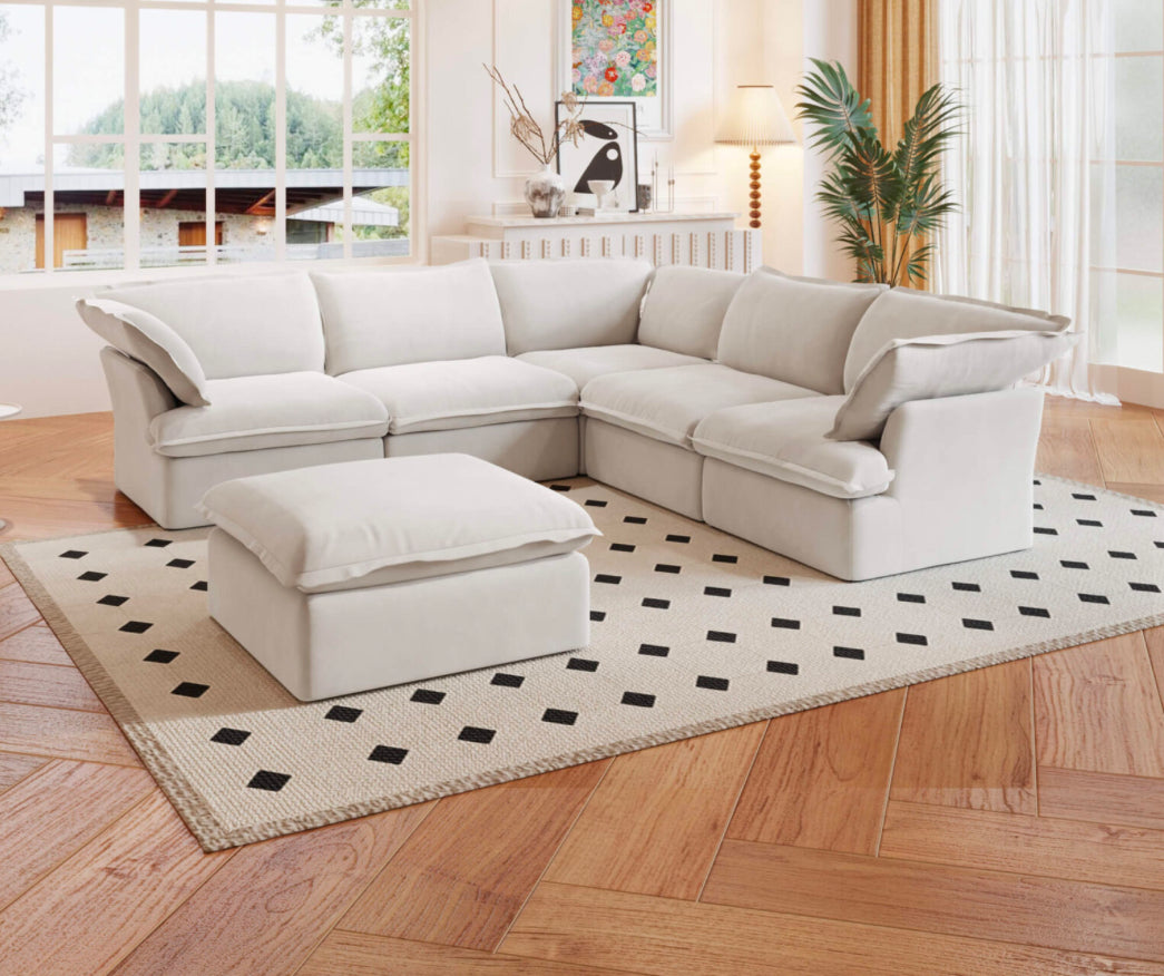 Anora Modular Classic Cloud Sectional - 6 Piece Corner L Shape