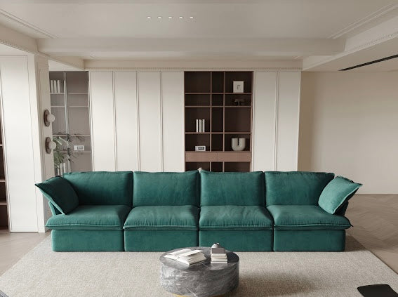 Anora Velvet Modular Classic Cloud Sofa - 4 Piece Set