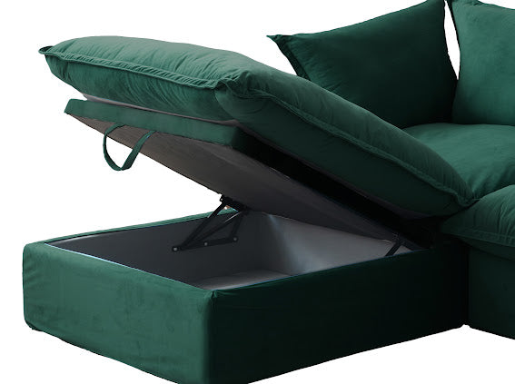 Anora Velvet Modular Classic Cloud Sofa - 4 Piece L shape
