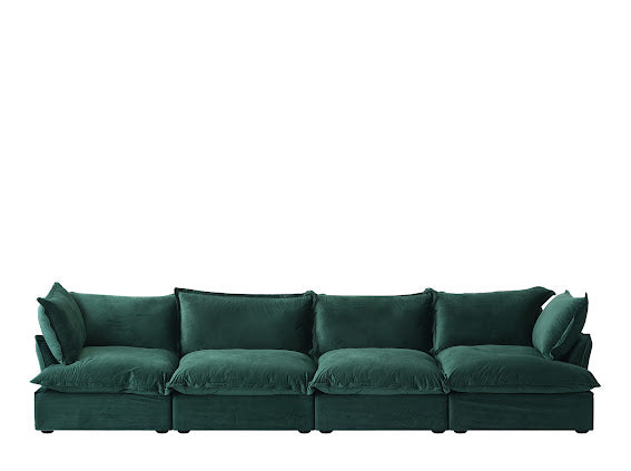 Anora Velvet Modular Classic Cloud Sofa - 4 Piece Set