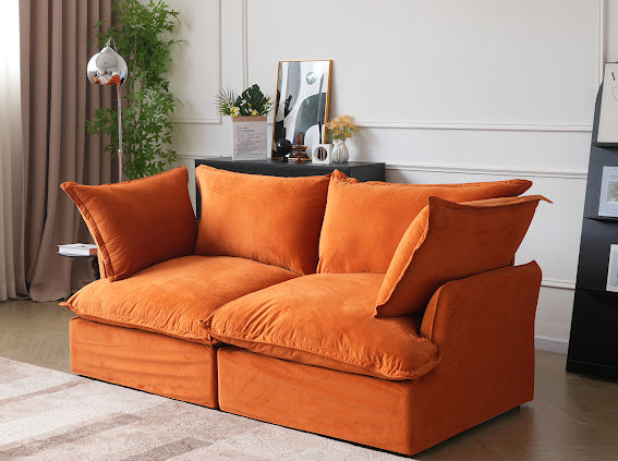 Anora Velvet Modular Classic Cloud Sofa - Loveseat