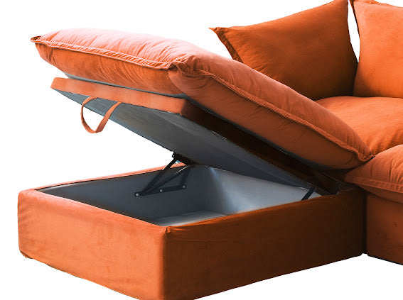 Anora Velvet Modular Classic Cloud Sofa - 4 Piece L shape
