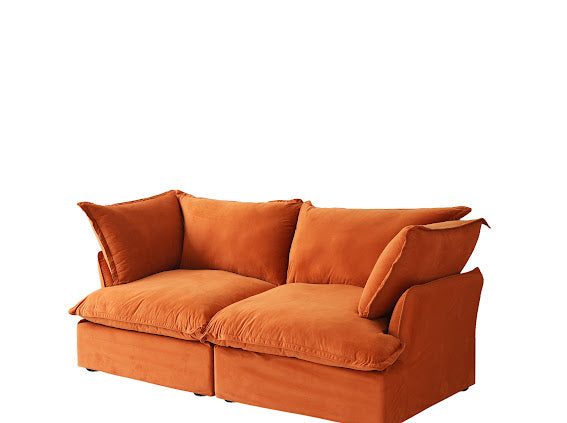 Anora Velvet Modular Classic Cloud Sofa - Loveseat