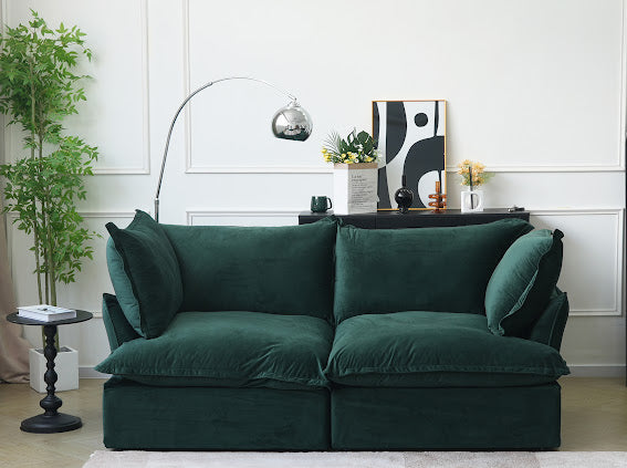 Anora Velvet Modular Classic Cloud Sofa - Loveseat
