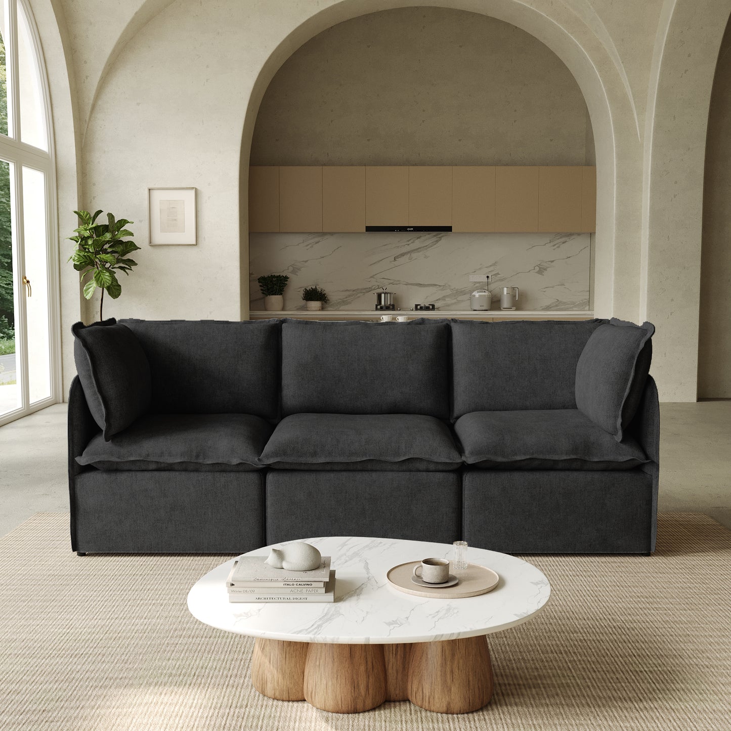 Luna Slim Arm Sofa Set