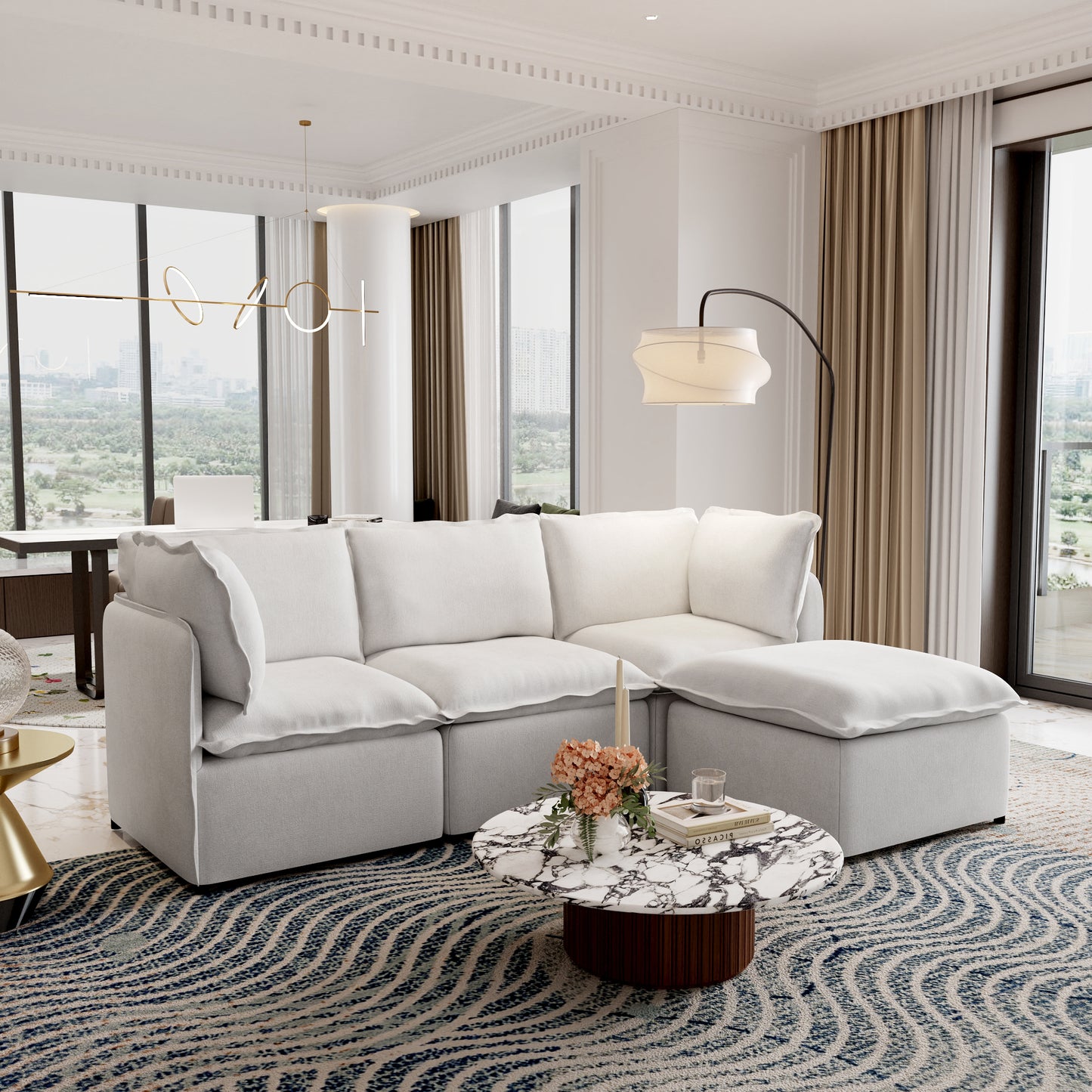 Luna Slim Arm Sofa Set