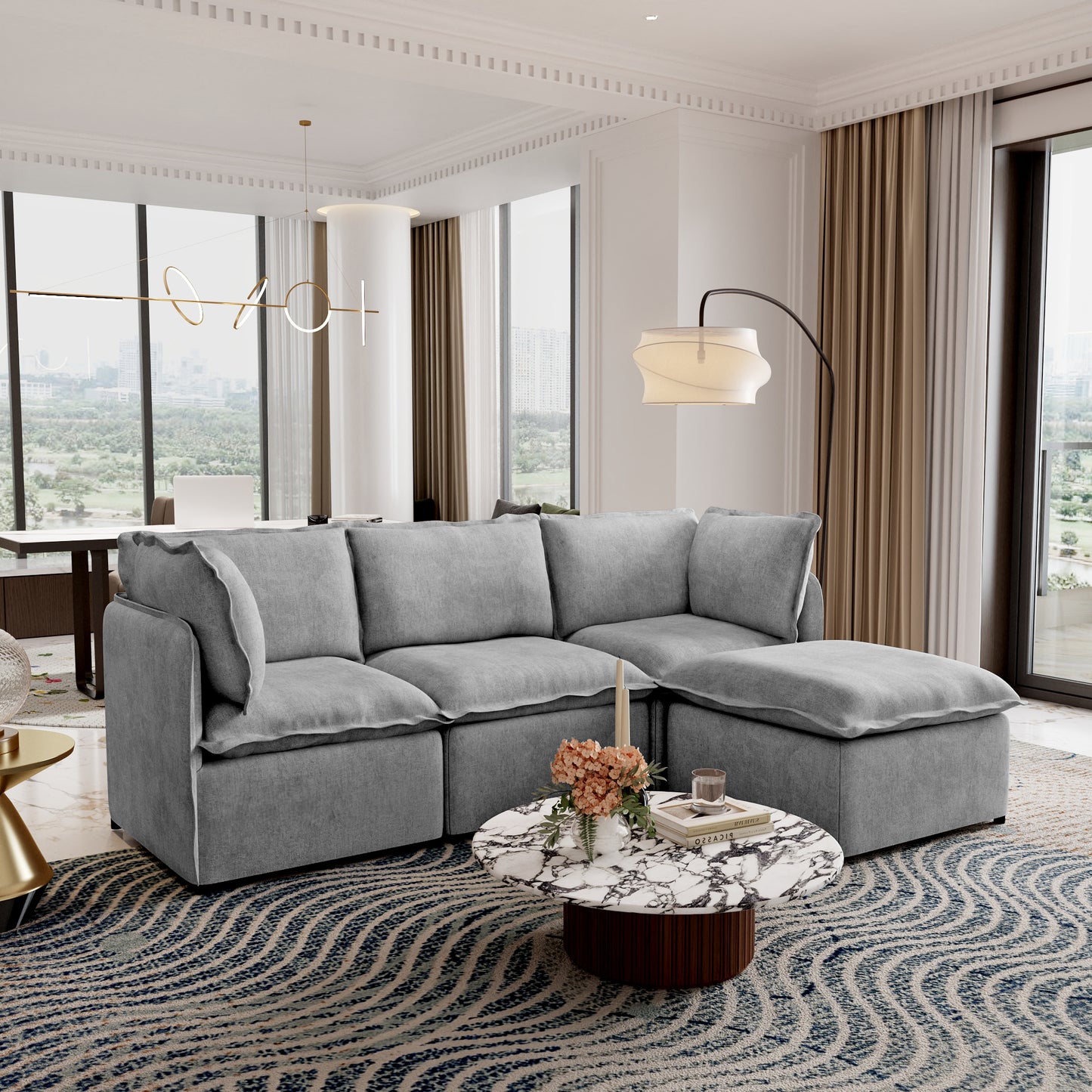 Luna Slim Arm Sofa Set