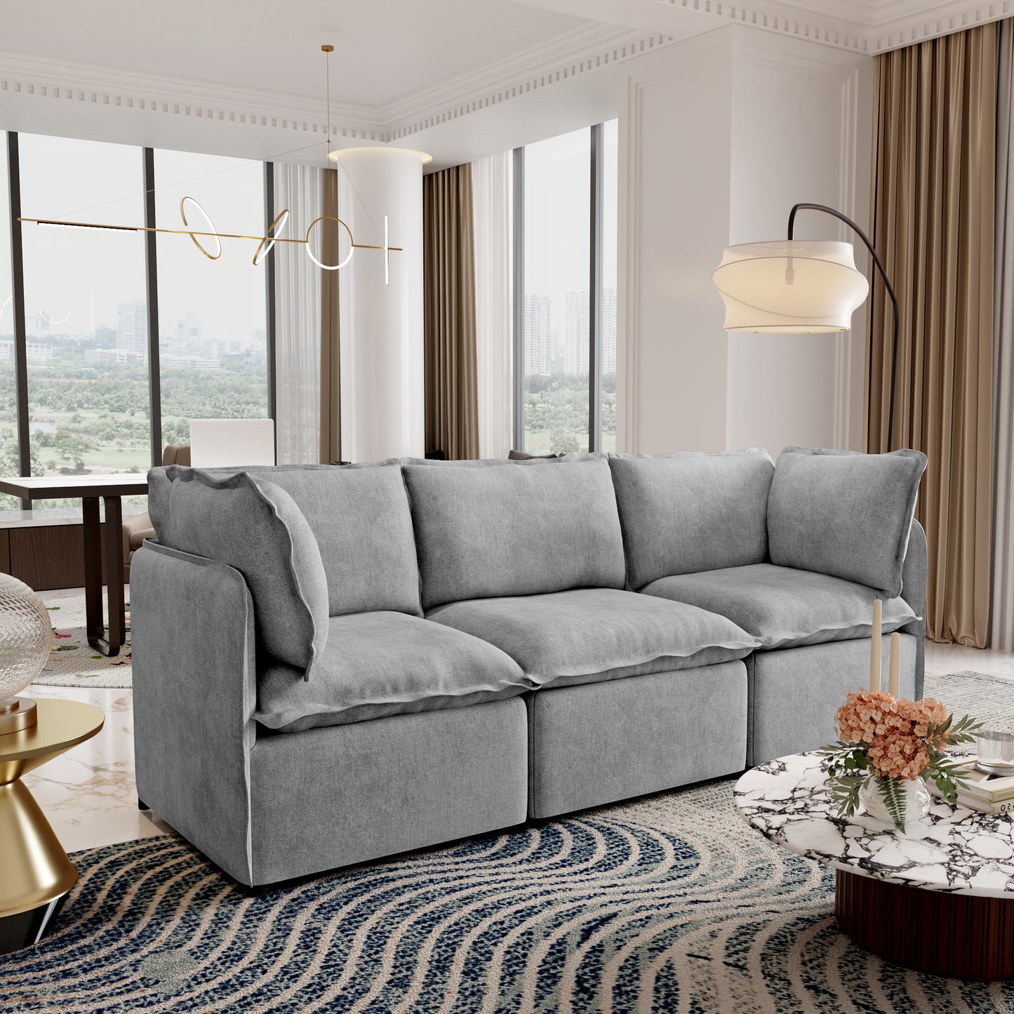 Luna Slim Arm Sofa Set