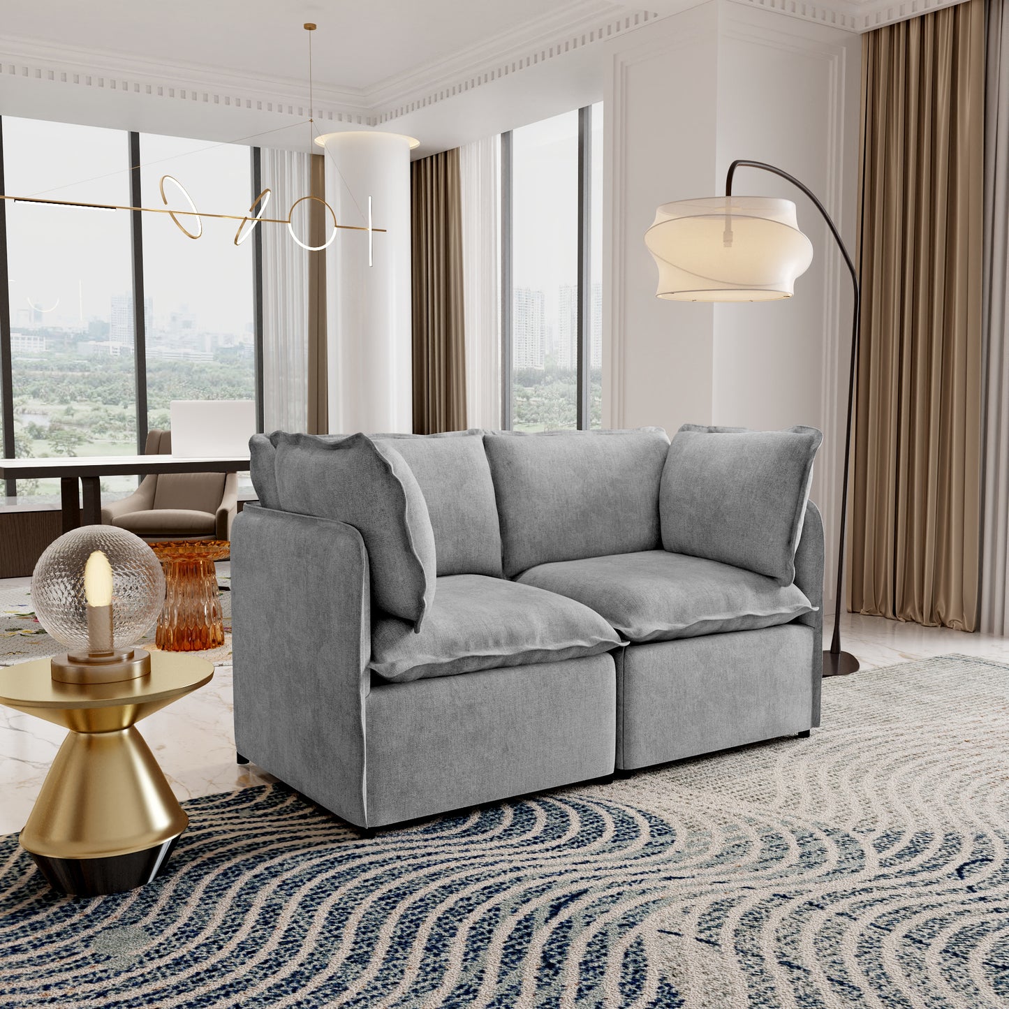 Luna Slim Arm Sofa Set