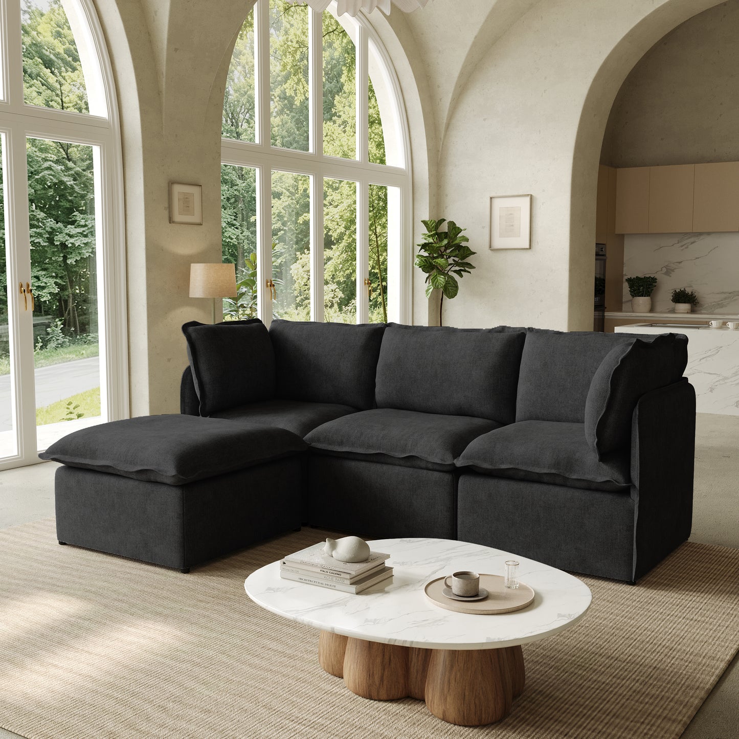 Luna Slim Arm Sofa Set