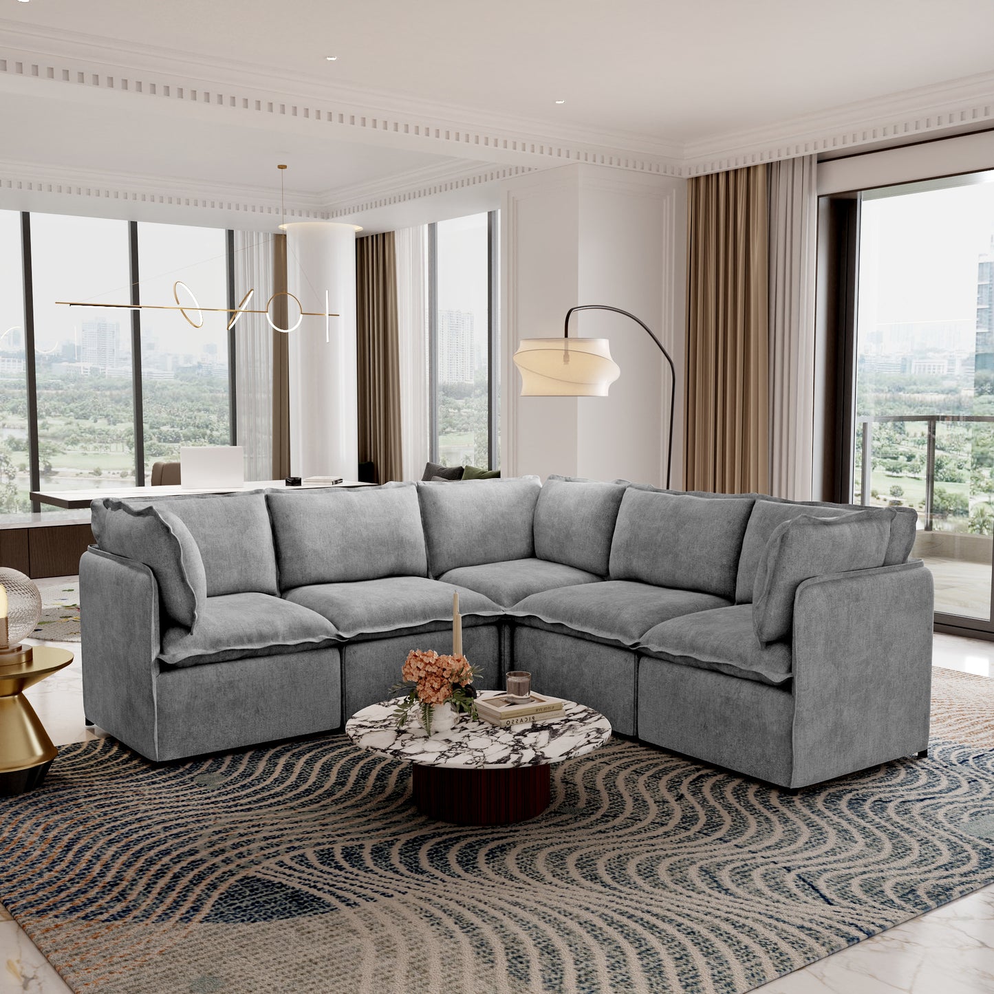 Luna Slim Arm Sofa Set