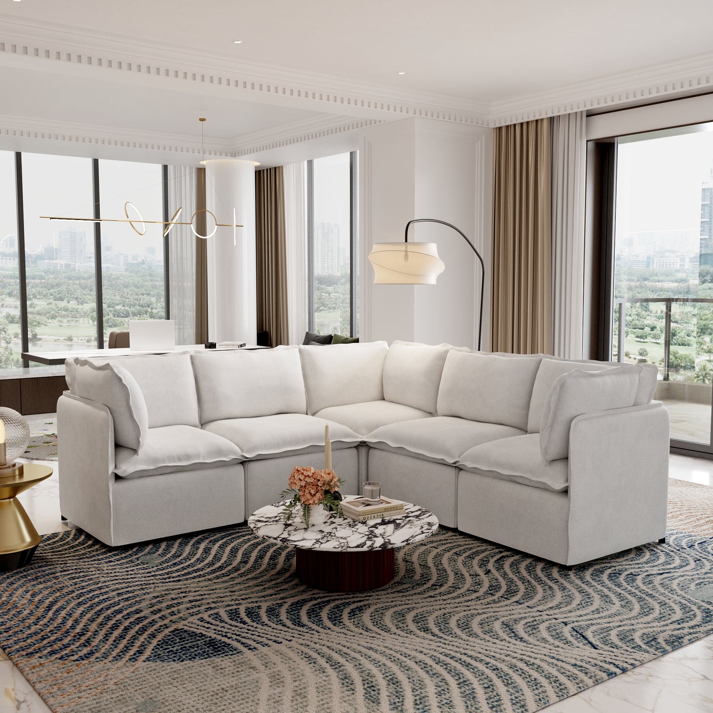 Luna Slim Arm Sofa Set