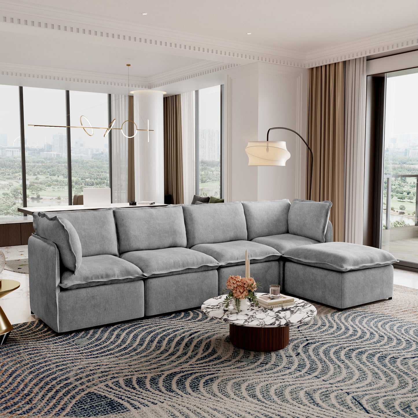 Luna Slim Arm Sofa Set