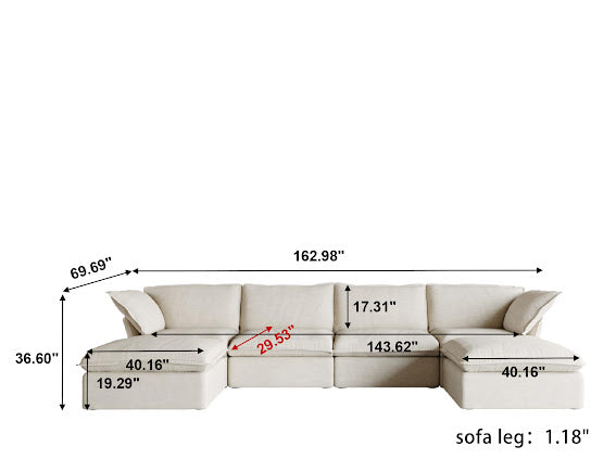 Annabel Modular Classic Cloud Sectional - 6 Piece U Shape