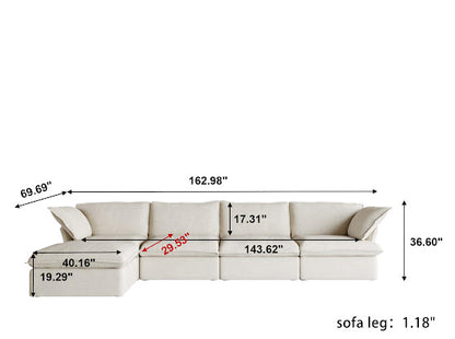 Annabel Modular Classic Cloud Sectional - 5 Piece L Shape