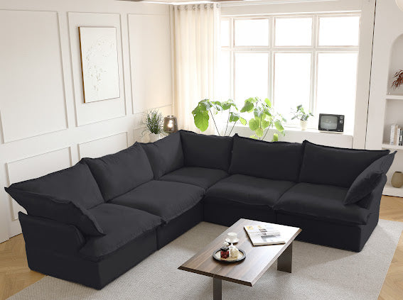 Anora Modular Classic Cloud Sectional - 5 Piece Corner L Shape