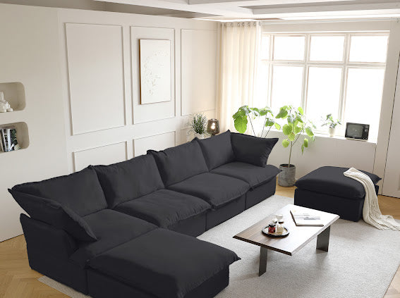 Annabel Modular Classic Cloud Sectional - 6 Piece U Shape