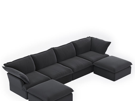 Annabel Modular Classic Cloud Sectional - 6 Piece U Shape