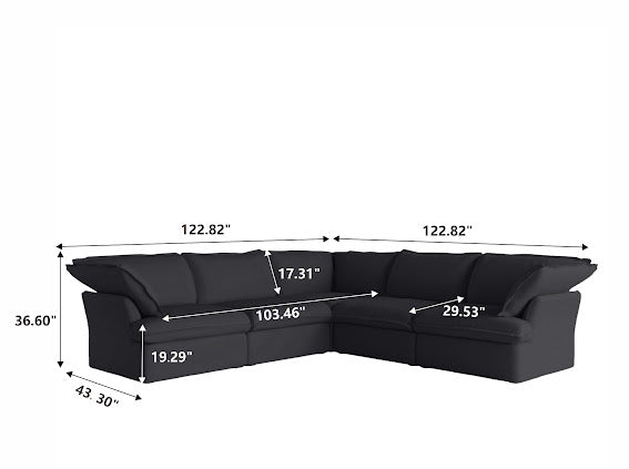 Anora Modular Classic Cloud Sectional - 5 Piece Corner L Shape