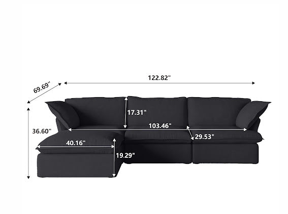 Annabel Modular Classic Cloud Sofa - 4 Piece L Shape