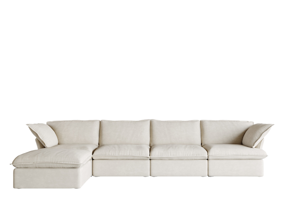 Annabel Modular Classic Cloud Sectional - 5 Piece L Shape