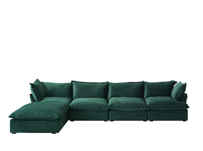 Annabel Velvet Modular Classic Cloud Sectional - 5 piece L Shape