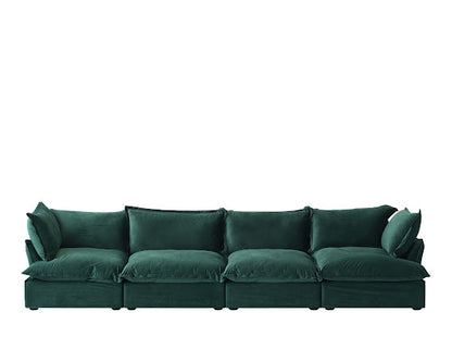 Annabel Velvet Modular Classic Cloud Sofa - 4 Piece Set