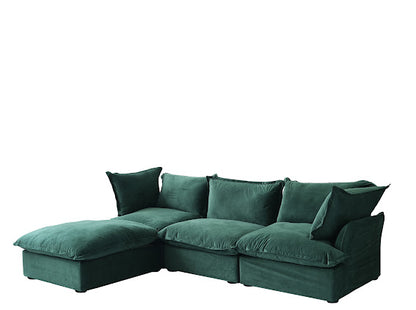 Anora Velvet Modular Classic Cloud Sofa  - 4 Piece L shape