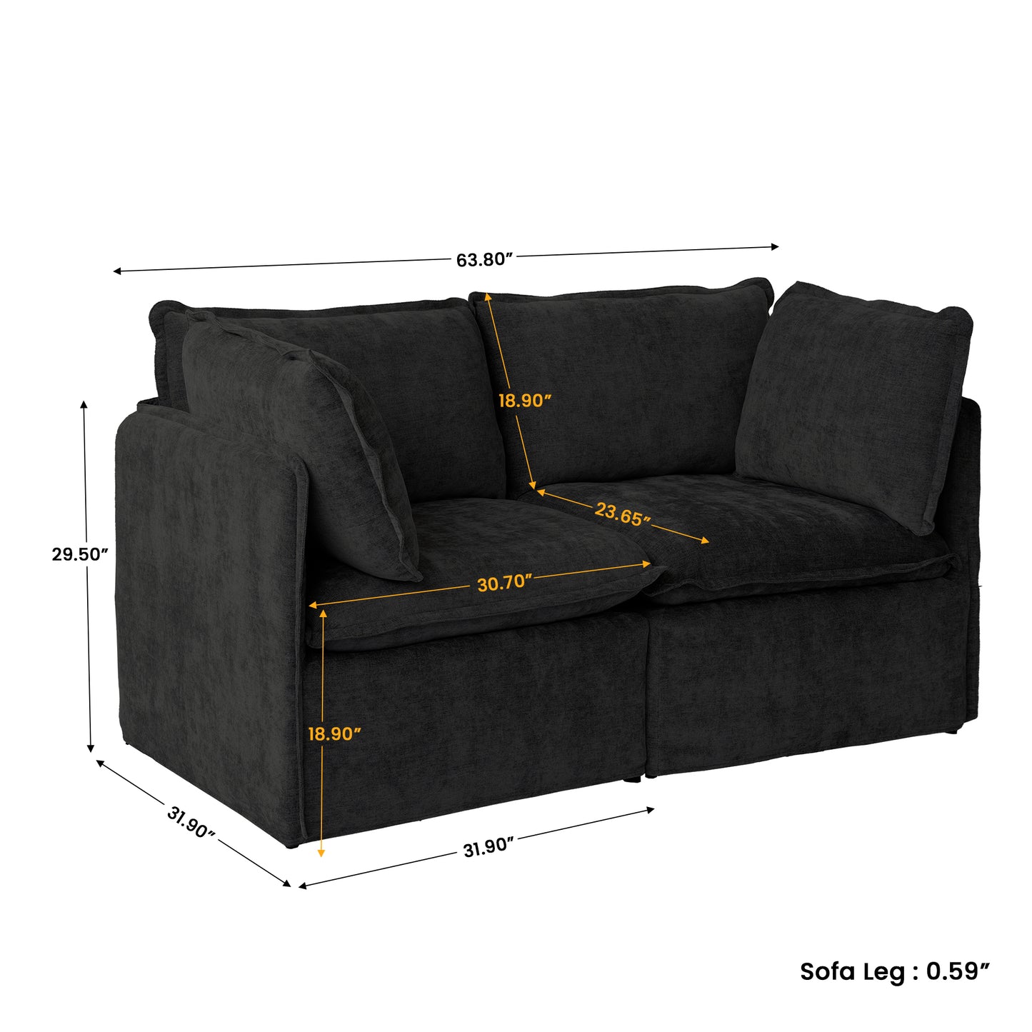 Luna Slim Arm Sofa Set
