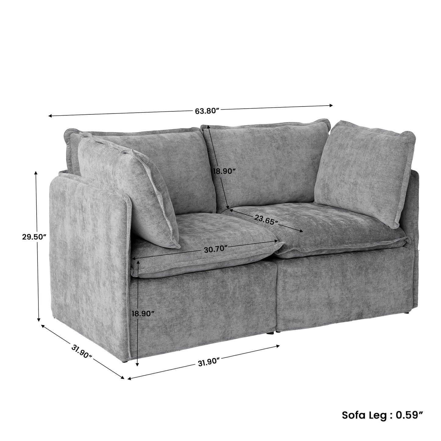 Luna Slim Arm Sofa Set