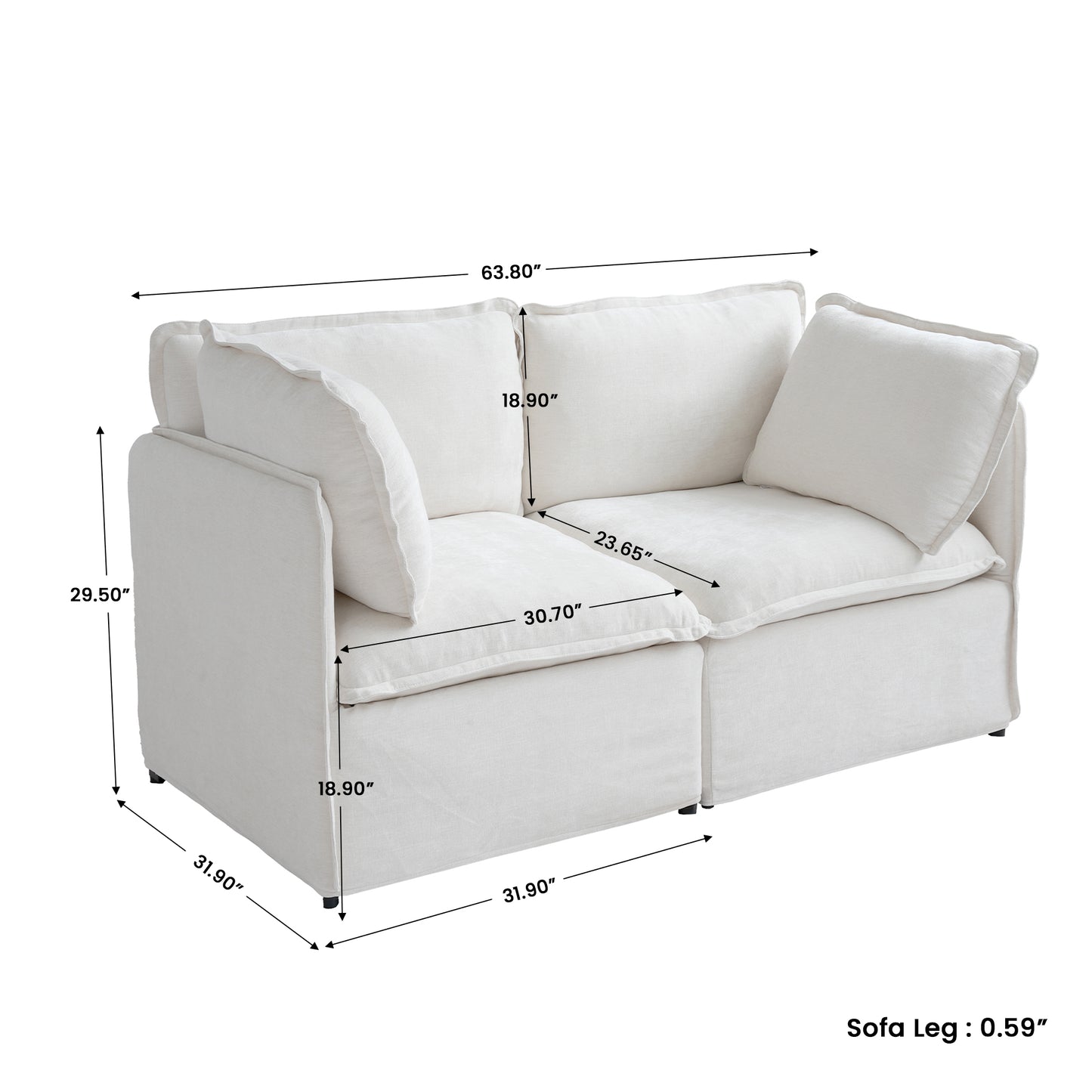 Luna Slim Arm Sofa Set