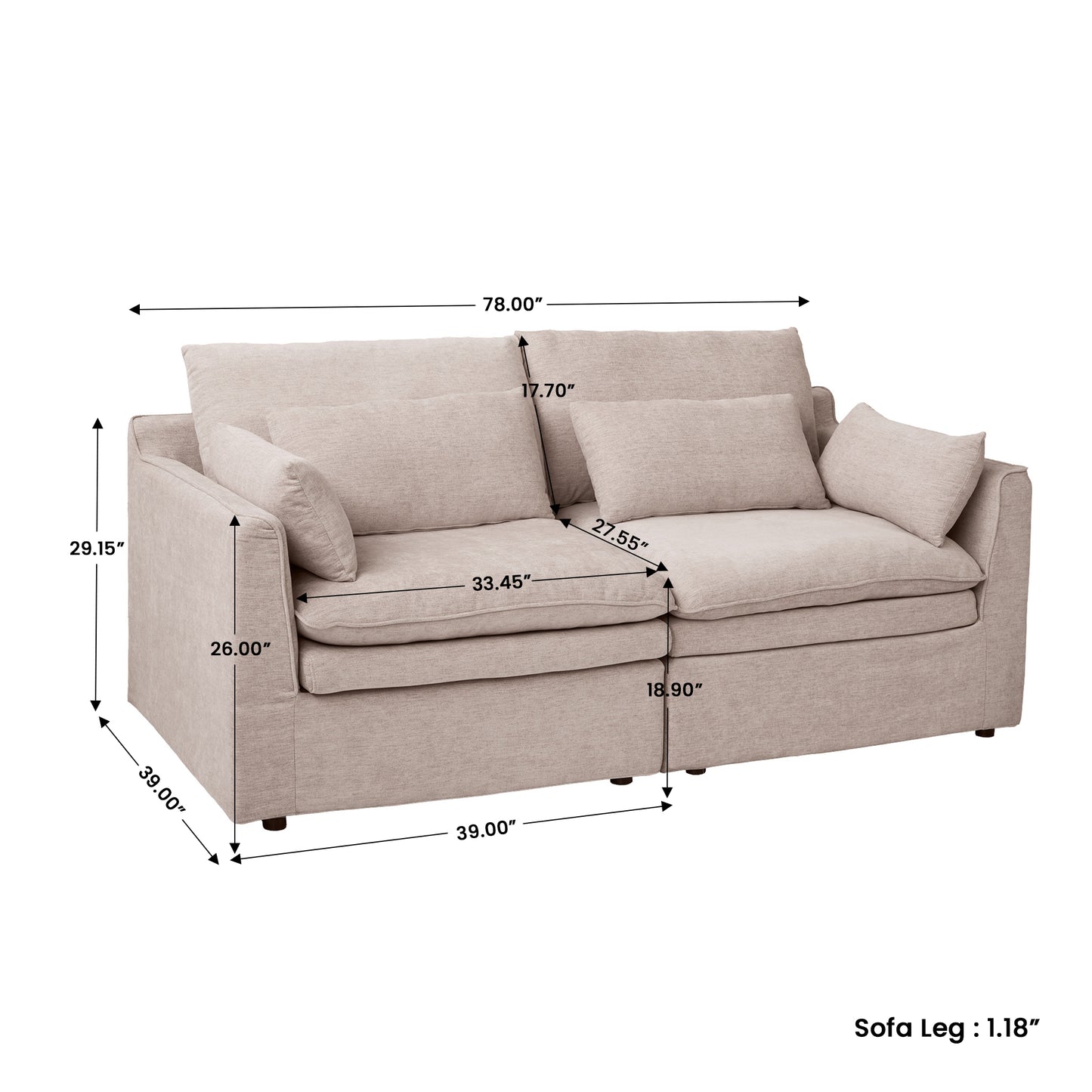 Jemma Track Arm Sofa Set