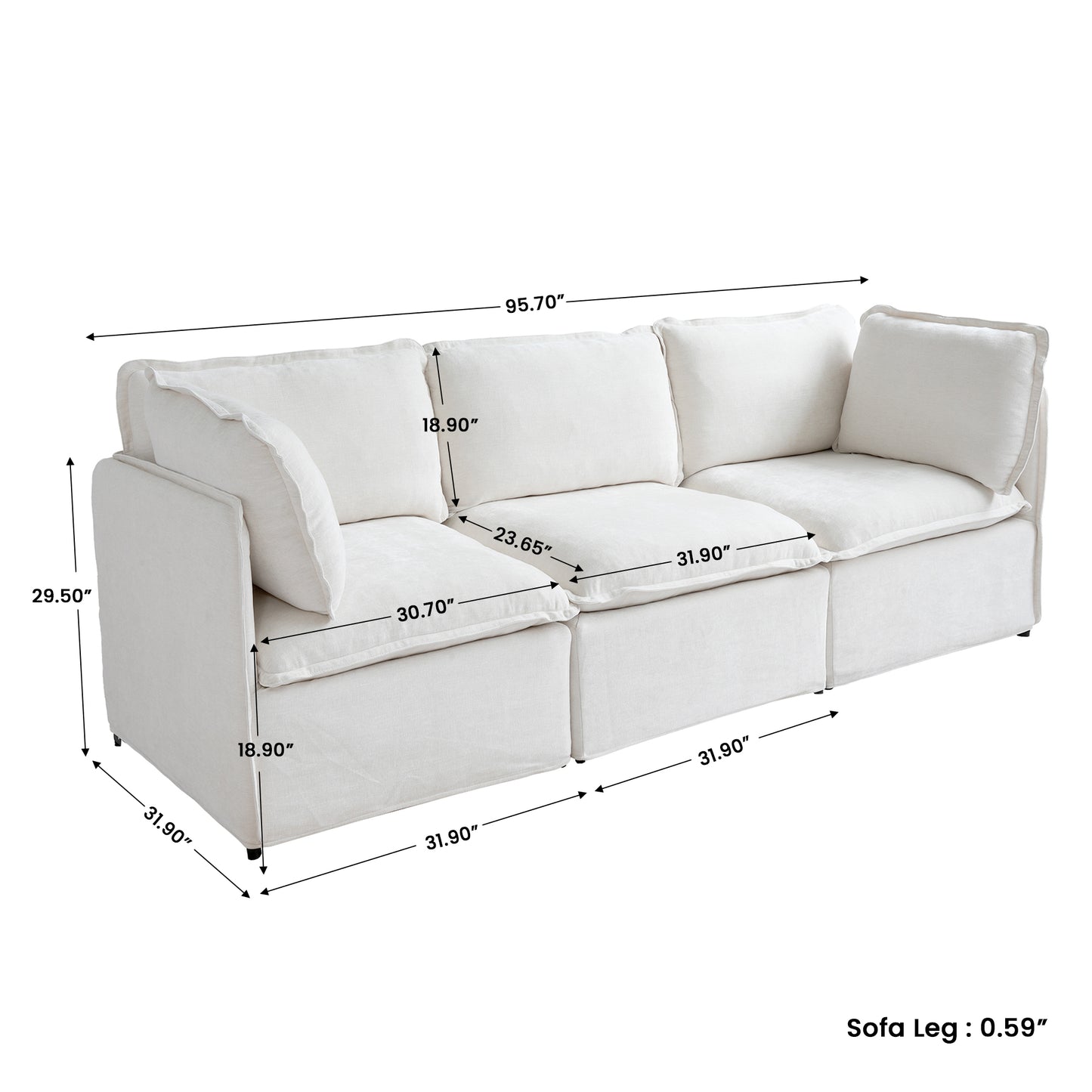 Luna Slim Arm Sofa Set