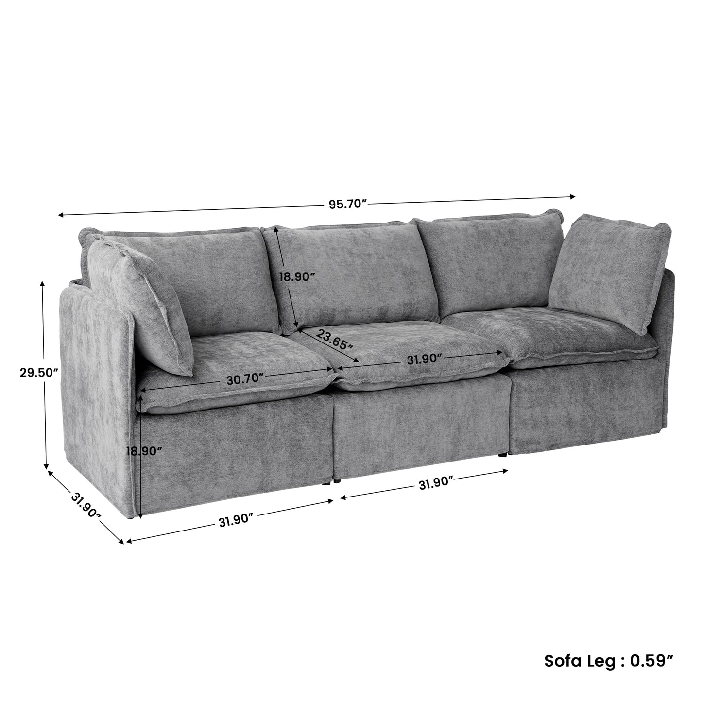 Luna Slim Arm Sofa Set
