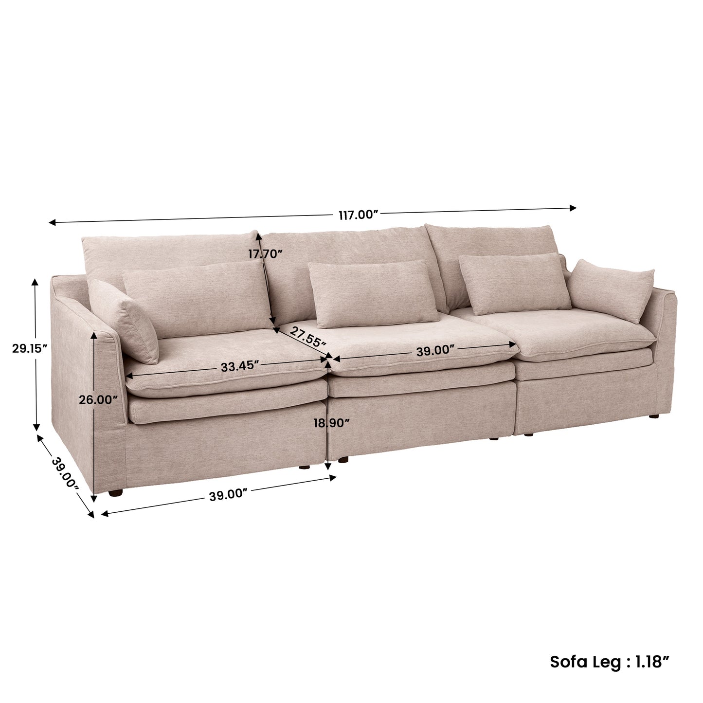 Jemma Track Arm Sofa Set
