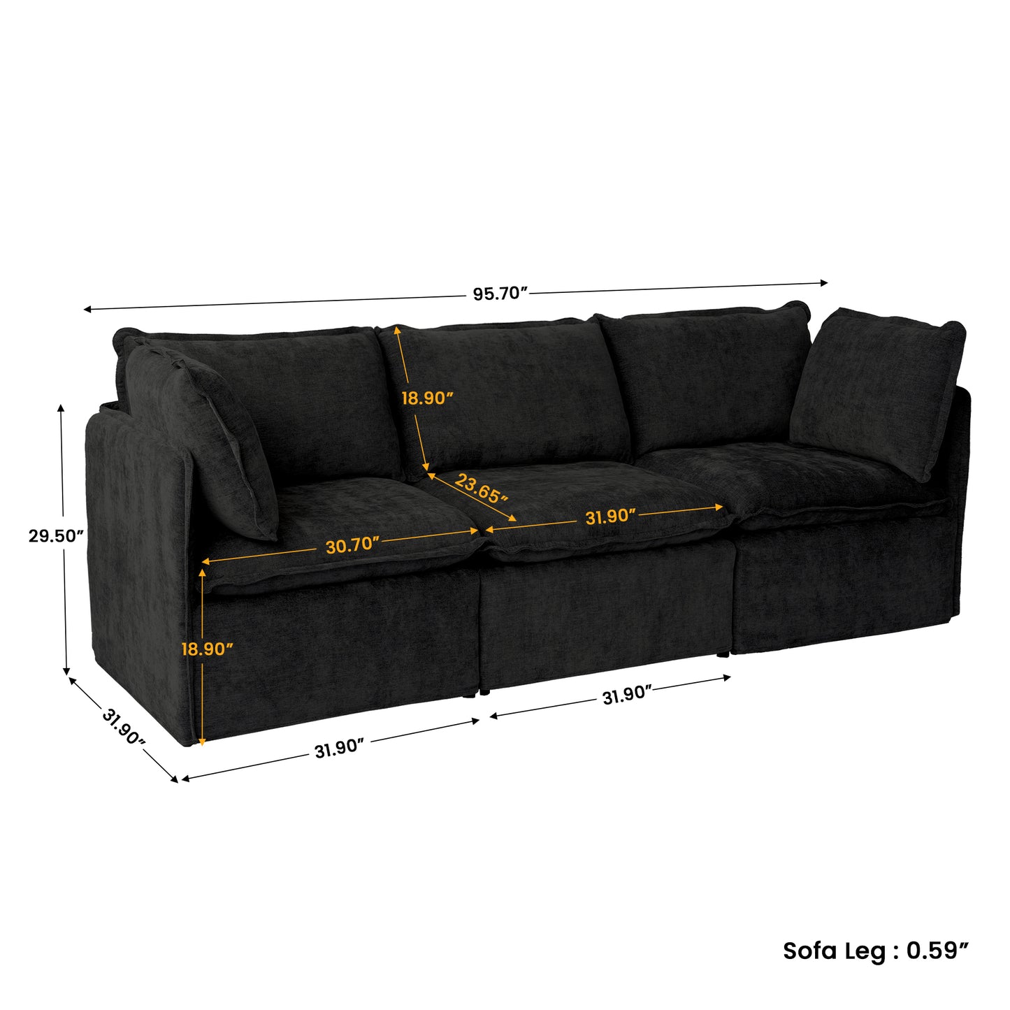 Luna Slim Arm Sofa Set