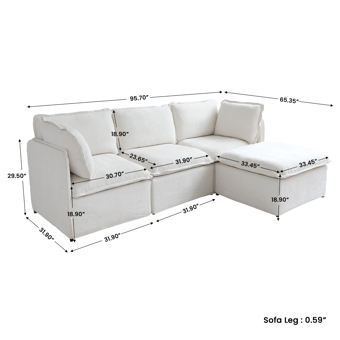 Luna Slim Arm Sofa Set