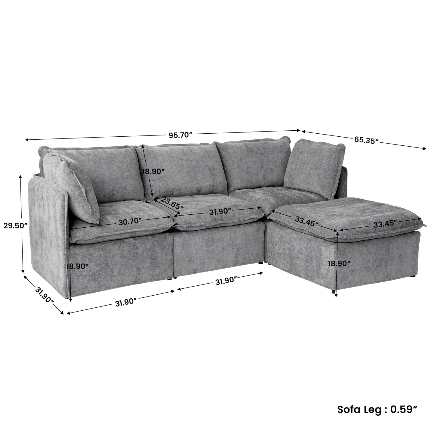 Luna Slim Arm Sofa Set