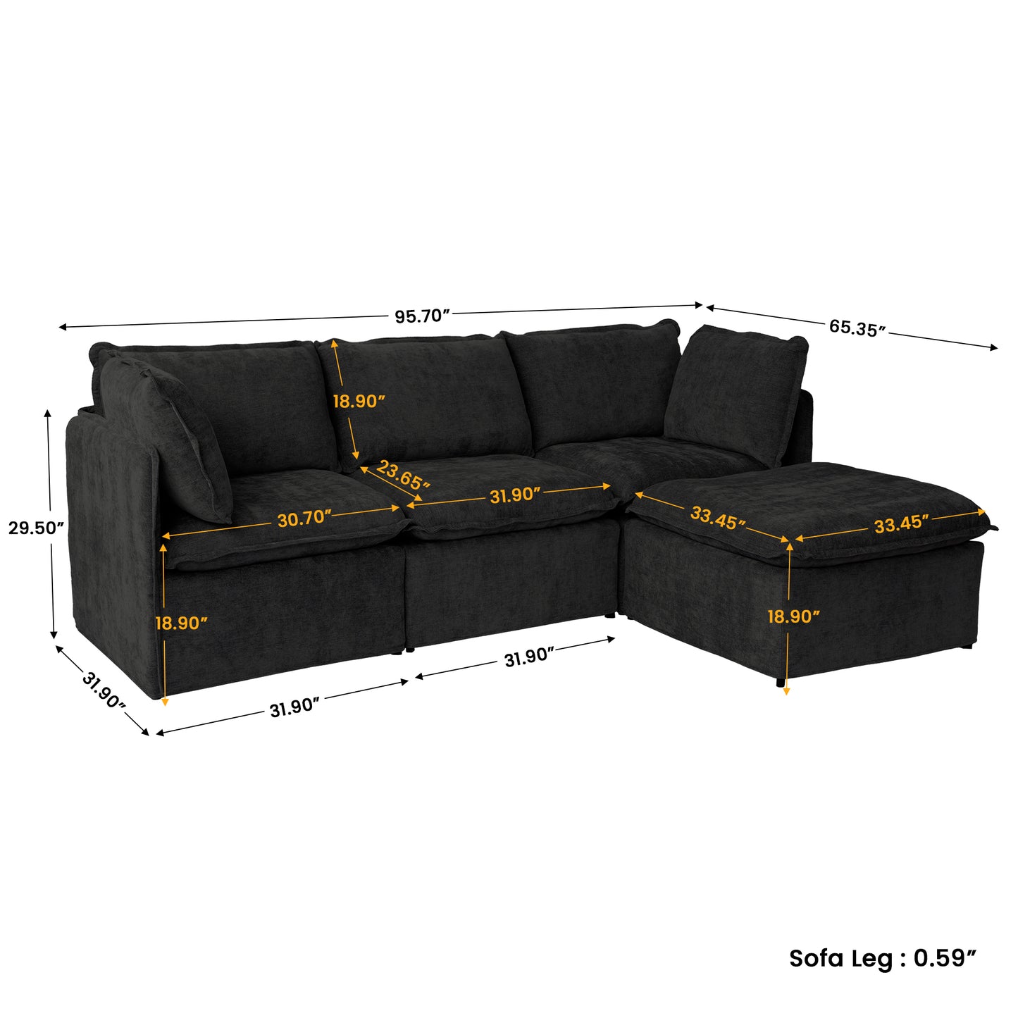 Luna Slim Arm Sofa Set