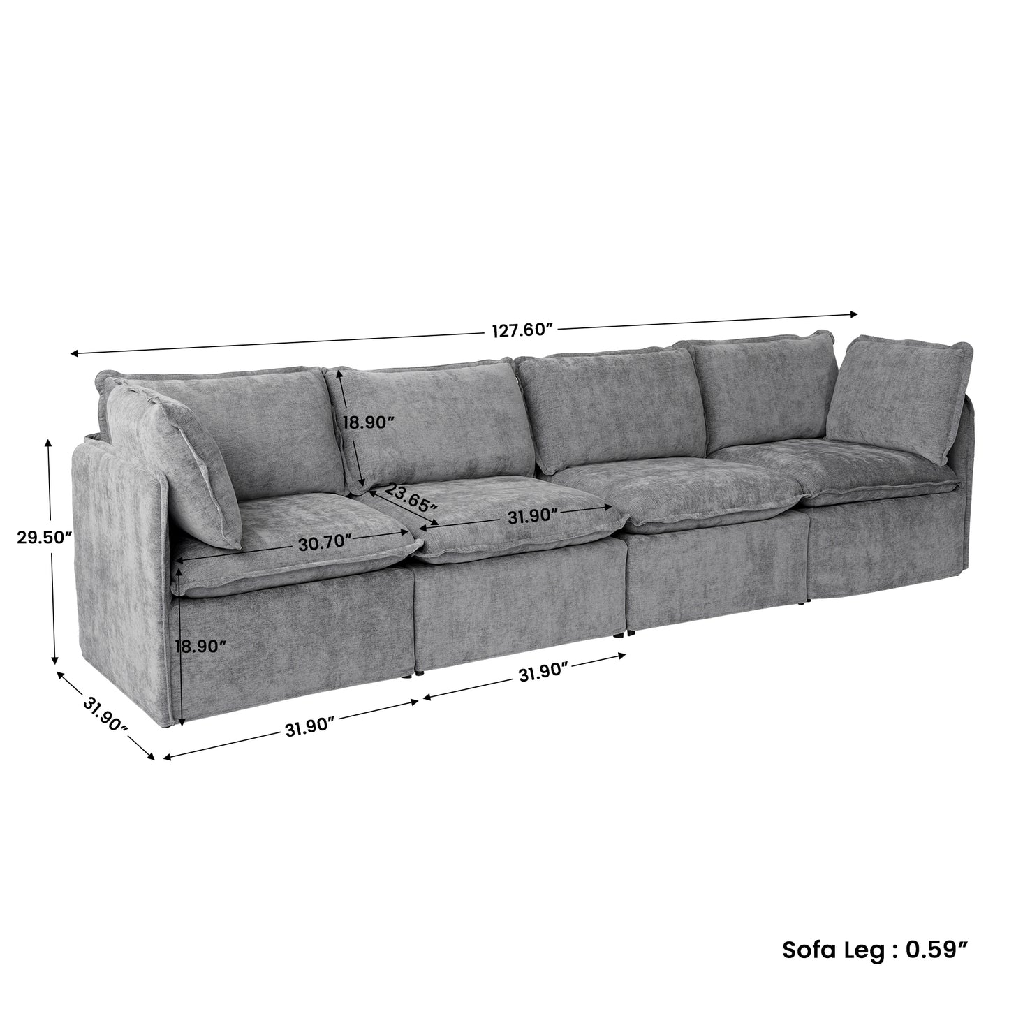 Luna Slim Arm Sofa Set
