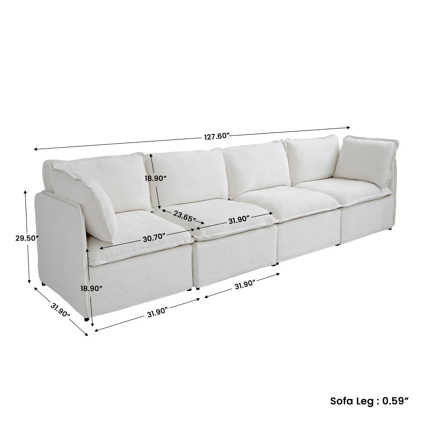 Luna Slim Arm Sofa Set