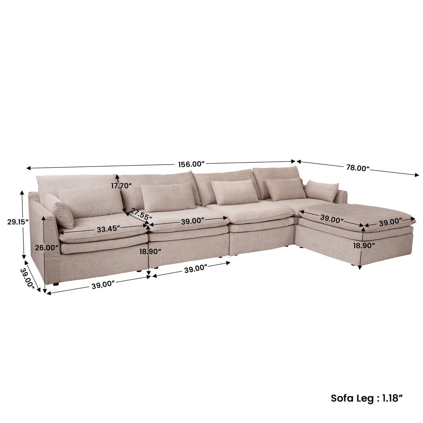 Jemma Track Arm Sofa Set