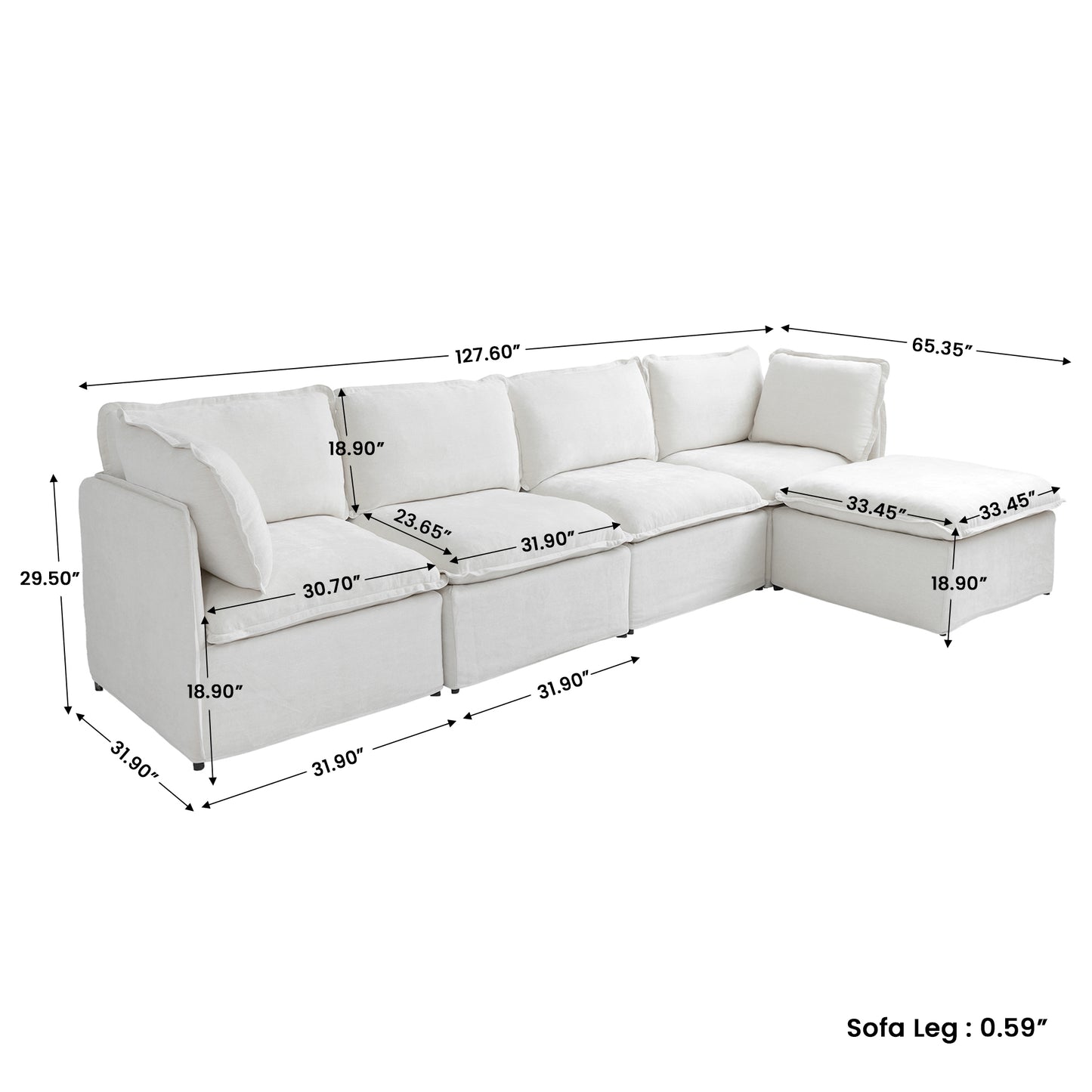 Luna Slim Arm Sofa Set