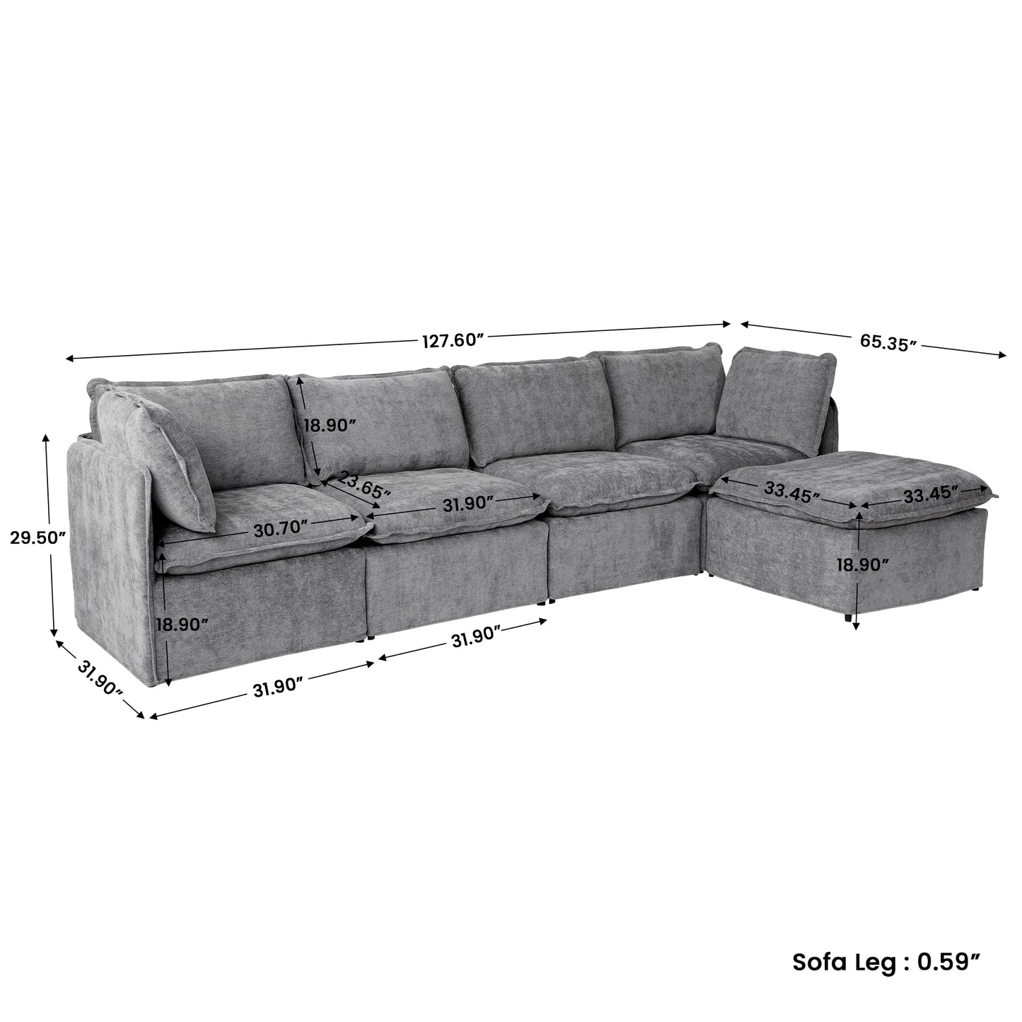 Luna Slim Arm Sofa Set