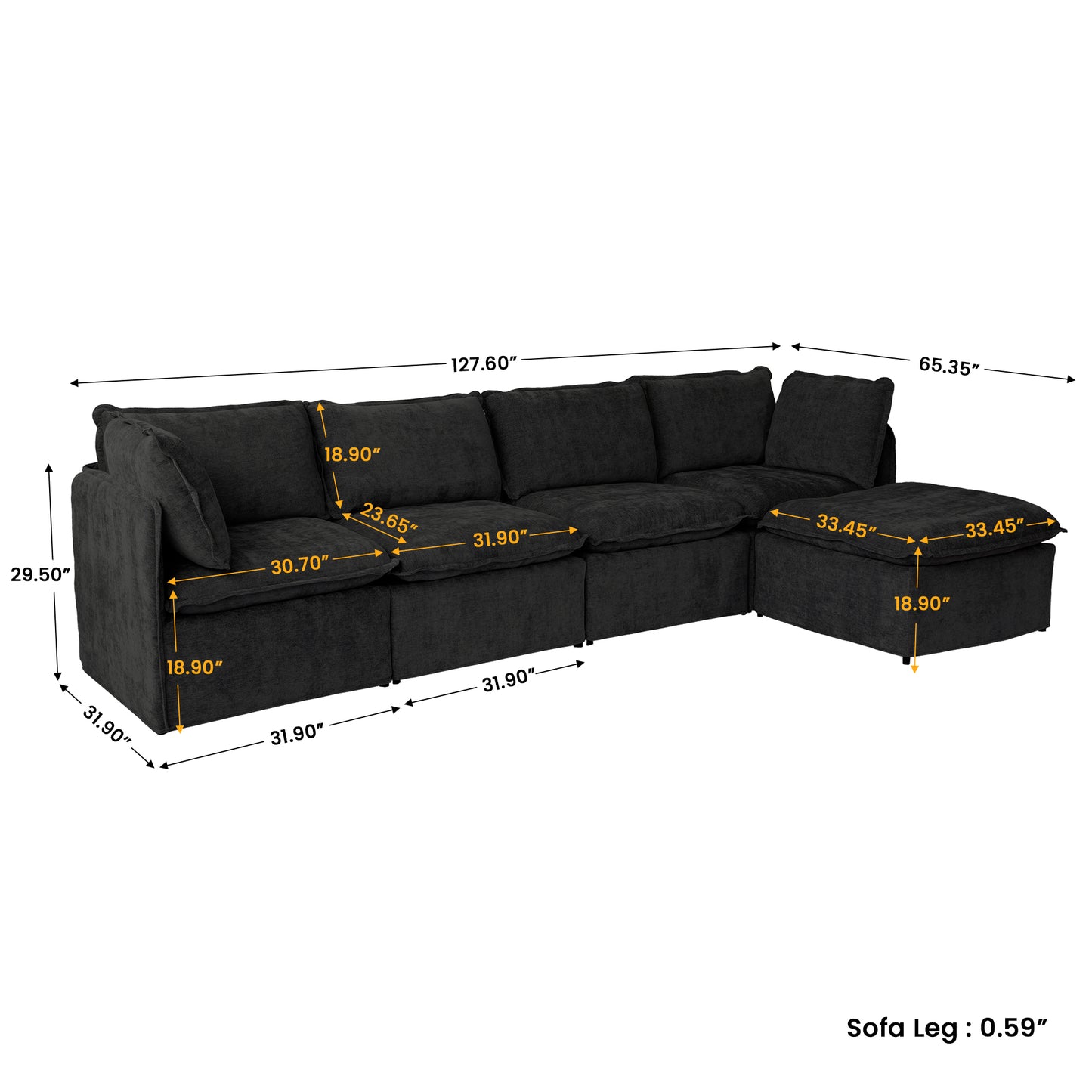 Luna Slim Arm Sofa Set