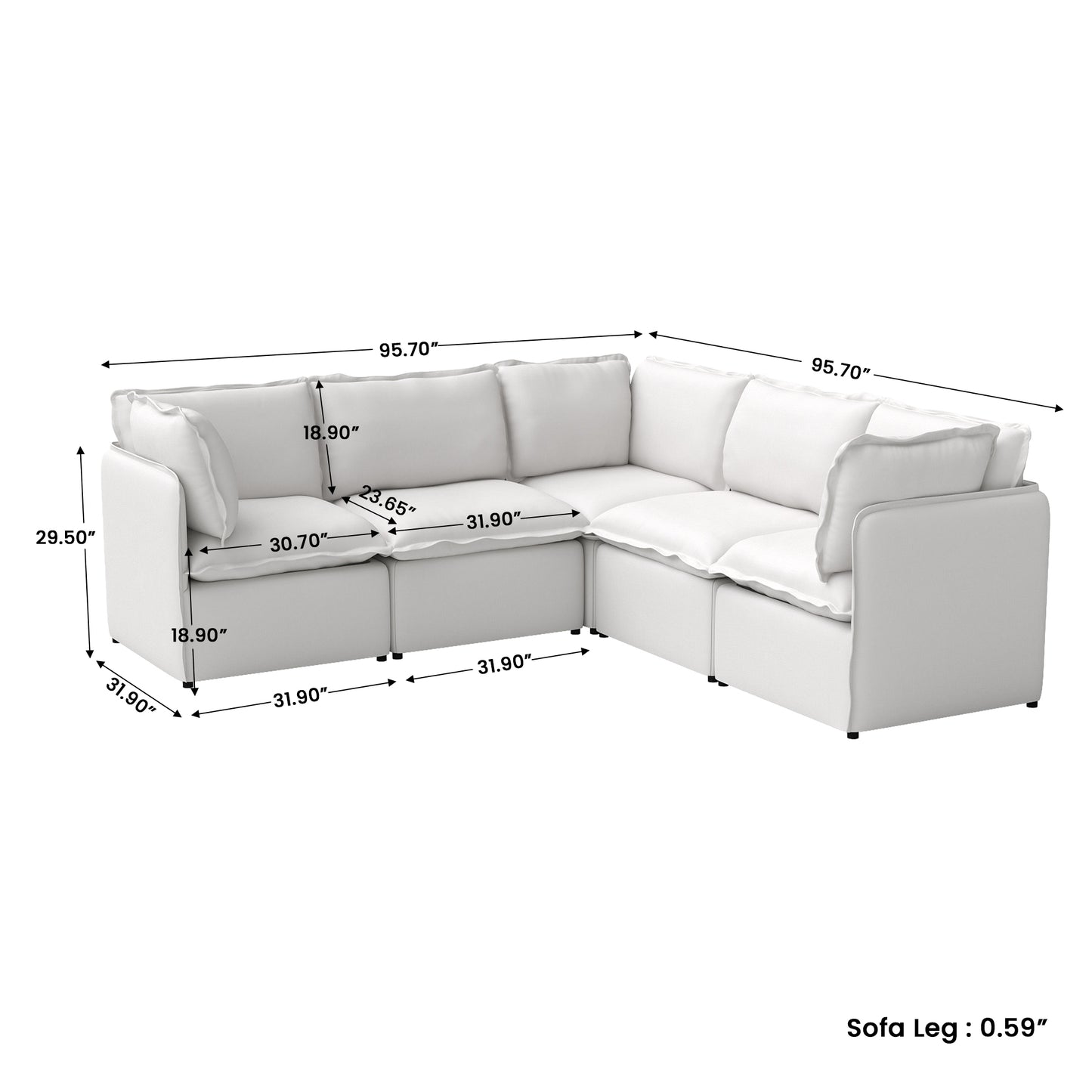 Luna Slim Arm Sofa Set