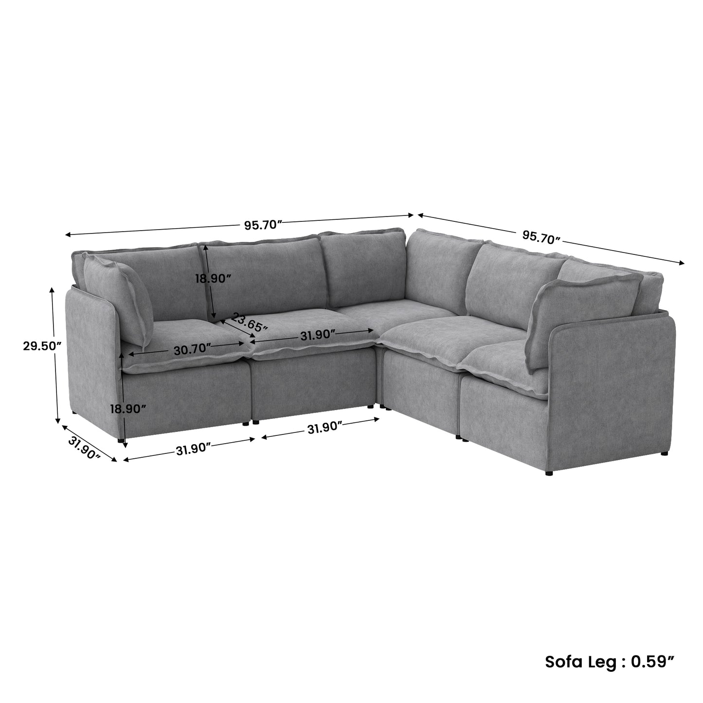 Luna Slim Arm Sofa Set