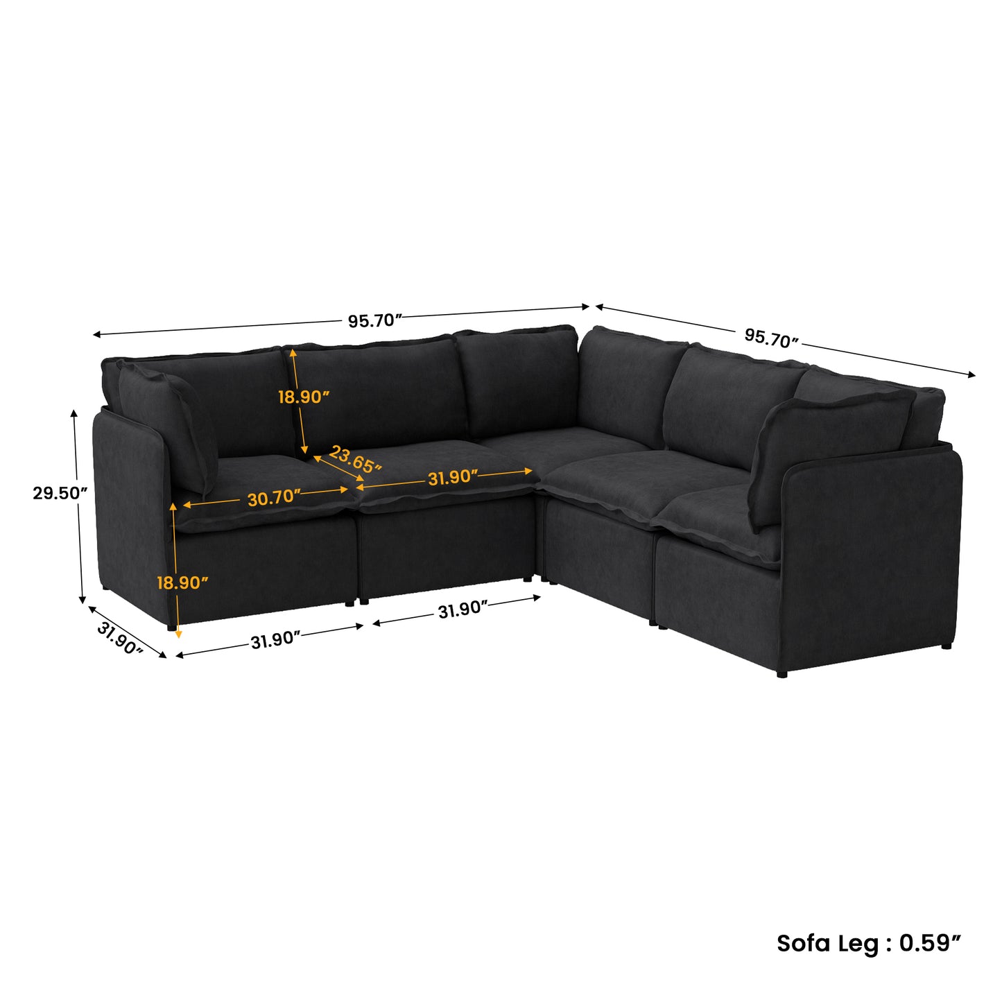 Luna Slim Arm Sofa Set