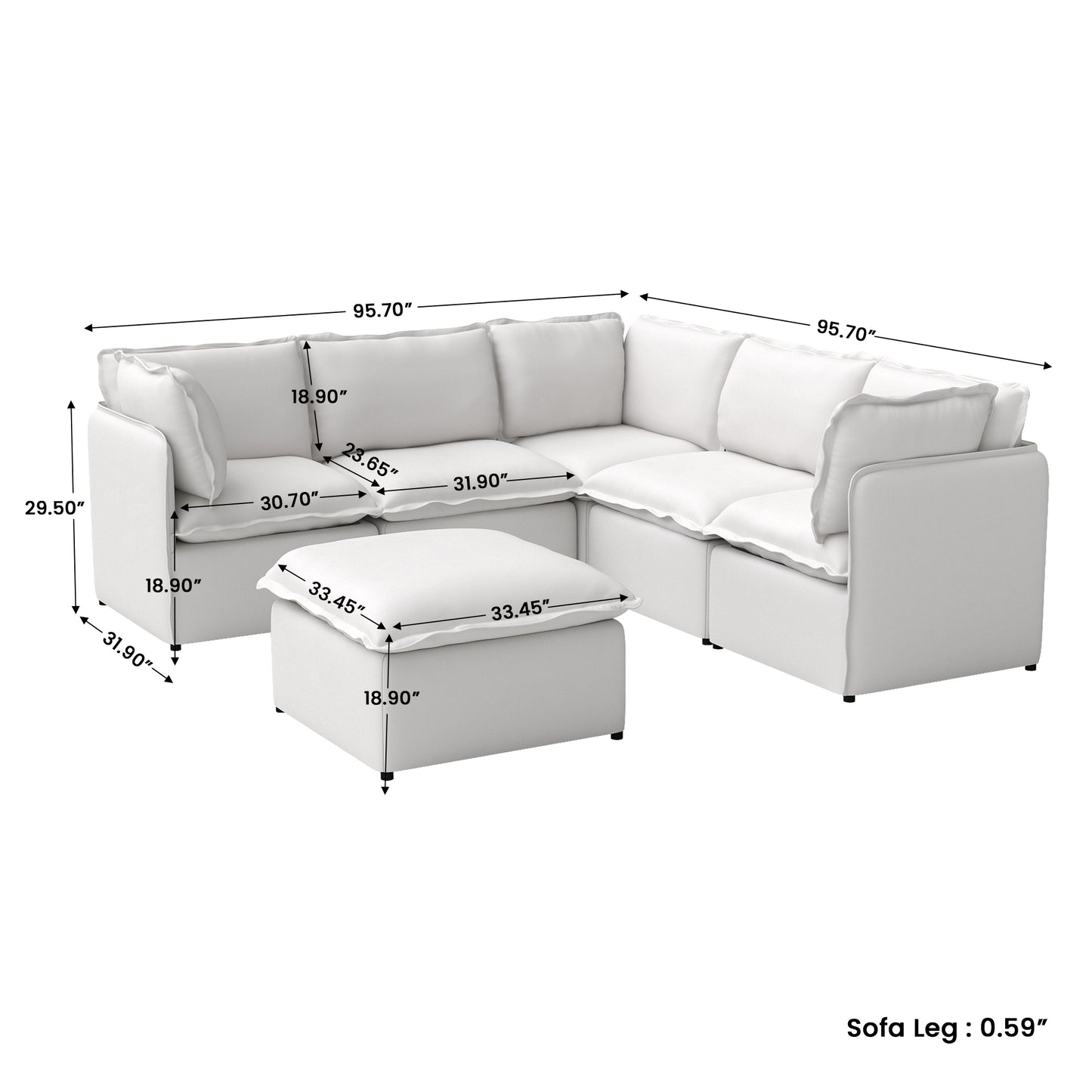 Luna Slim Arm Sofa Set